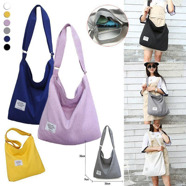 Womens Large Canvas Handbag Ladies Travel Messenger Shoulder Bag Hobo Tote Purse Black Women's Bags & Handbags