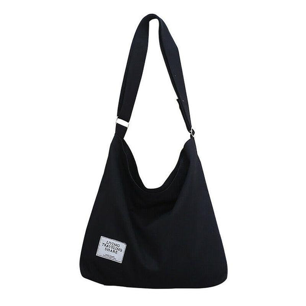 Womens Large Canvas Handbag Ladies Travel Messenger Shoulder Bag Hobo Tote Purse Black Women's Bags & Handbags