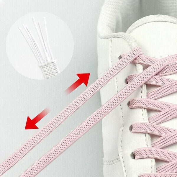 No Tie Locked Elastic Shoelace Lace Lazy Laces Sports Sneakers Grey Shoe Laces