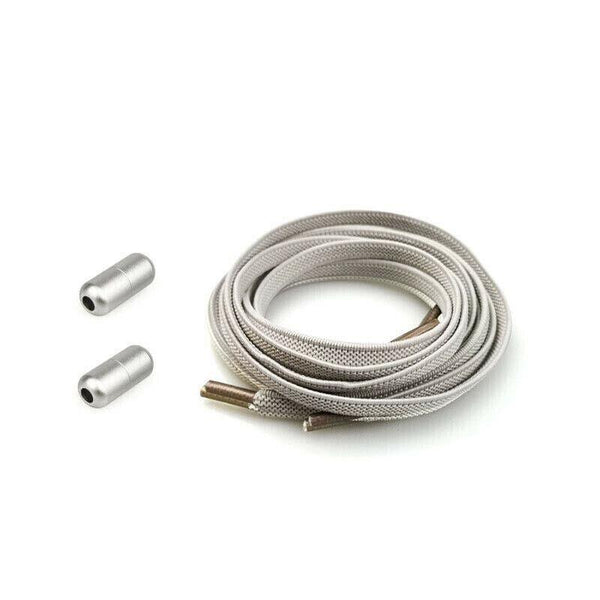 No Tie Locked Elastic Shoelace Lace Lazy Laces Sports Sneakers Grey Shoe Laces