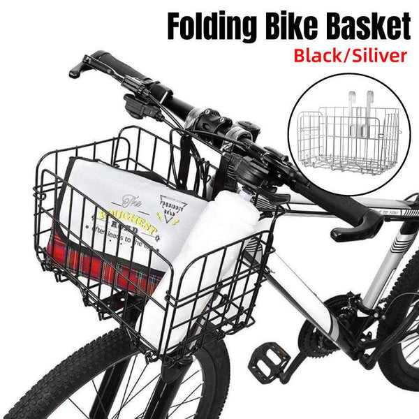 Foldable Bicycle Basket Front And Rear Hanging Storage Rack Bike Accessories Black Carrier & Pannier Racks