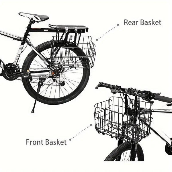 Foldable Bicycle Basket Front And Rear Hanging Storage Rack Bike Accessories Black Carrier & Pannier Racks