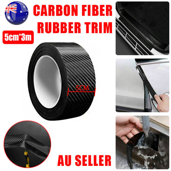 Cardoor Sill Protector Strip Carbon Fiber Bumper Sticker Rubber Trim Edge 5Cm*3M Decals & Stickers