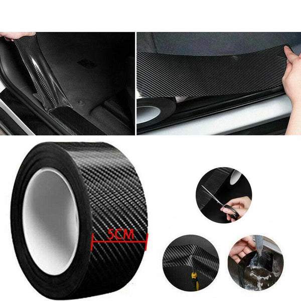 Cardoor Sill Protector Strip Carbon Fiber Bumper Sticker Rubber Trim Edge 5Cm*3M Decals & Stickers