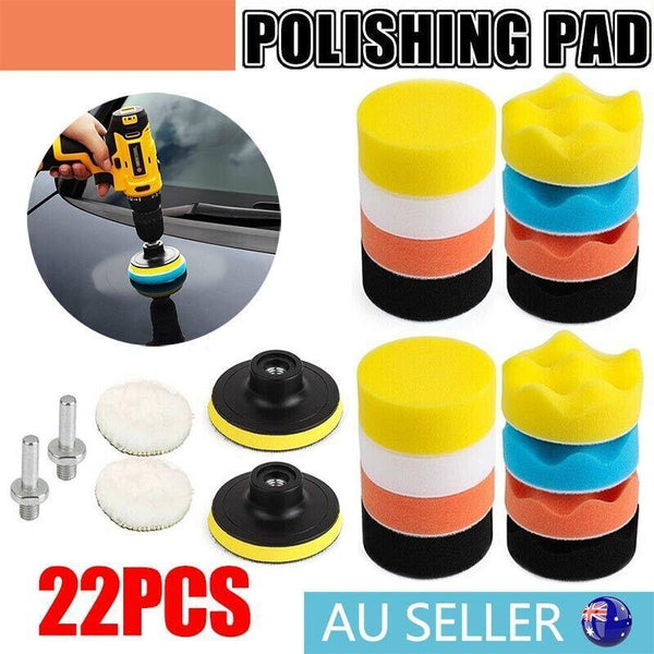 22Pcs 3" Buffing Waxing Polishing Sponge Pads Kit Set For Car Polisher Drill Au Car Cleaning Tools