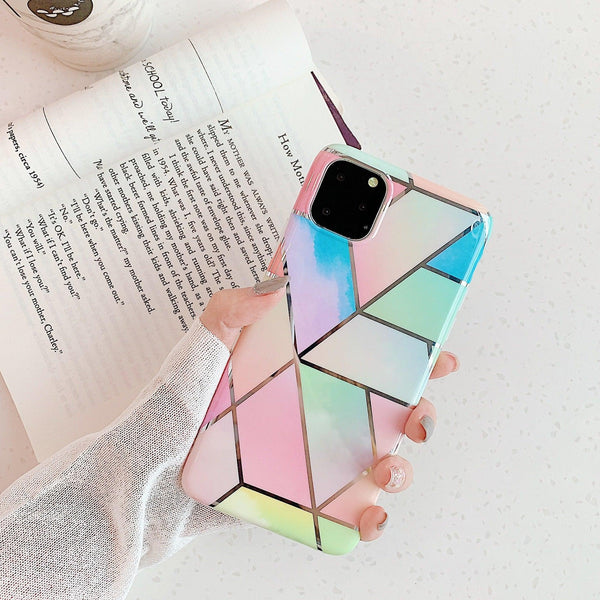 Rainbow Case For Iphone 14 13 12 11 Pro Max Xr Xs Marble Phone Shockproof Cover Silicone 12Mini Cases Covers & Skins