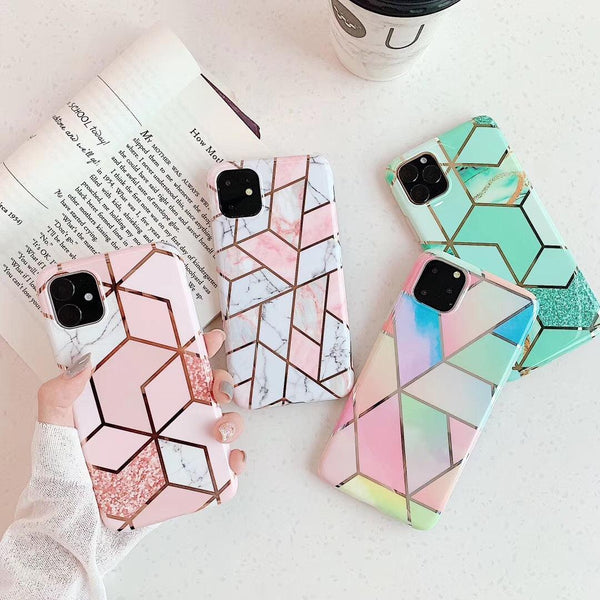 Rainbow Case For Iphone 14 13 12 11 Pro Max Xr Xs Marble Phone Shockproof Cover Silicone Cases Covers & Skins