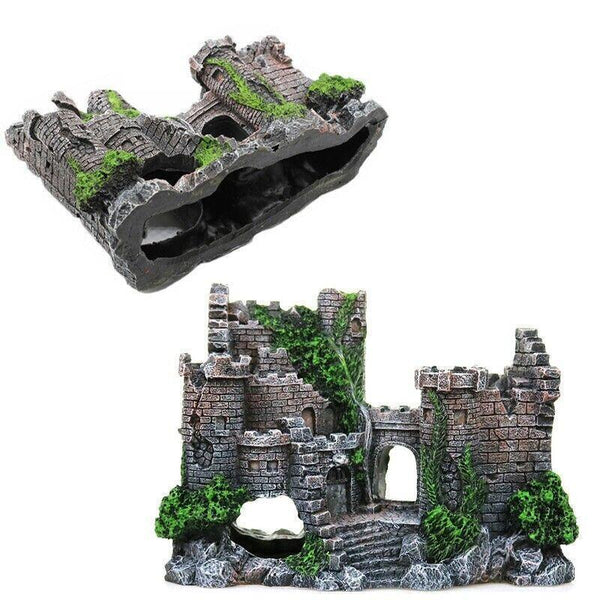 Aquarium Fish Tank Ornament Decor Landscape Ancient Castle Tower Hide Cave Resin Aquariums