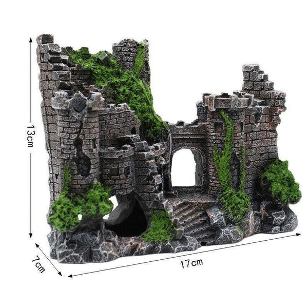 Aquarium Fish Tank Ornament Decor Landscape Ancient Castle Tower Hide Cave Resin Aquariums