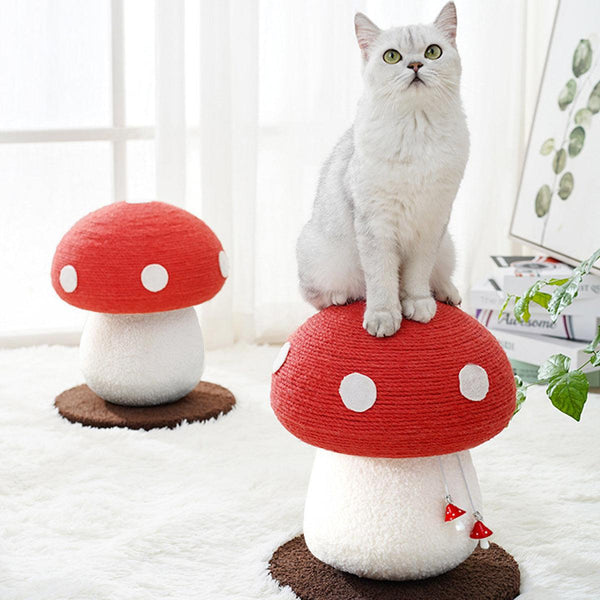 Red Mushroom Cat Climbing Frame Vertical Scratching Post Furniture & Scratchers