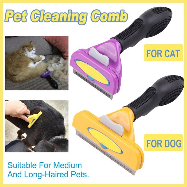 Pet Hair Removal Brush Deshedding Tool For Cats Dogs Grooming Comb Fur Remover Purple Dog Grooming