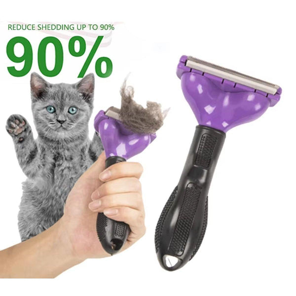 Pet Hair Removal Brush Deshedding Tool For Cats Dogs Grooming Comb Fur Remover Purple Dog Grooming