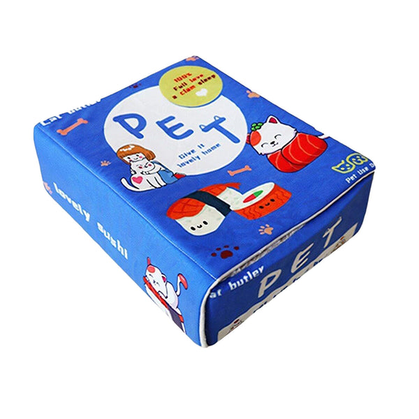 Rectangular Cookie Box Pet Bed For Cats Dogs Kitten Puppy Soft House Blue Size L Pet Beds