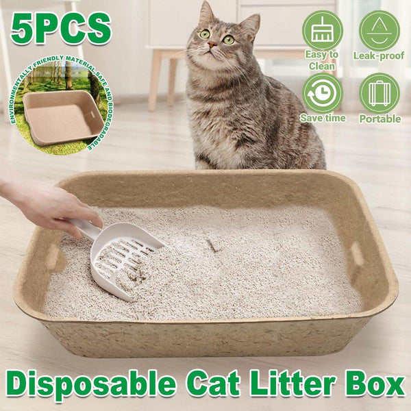5Pcs Disposable Pan Open Design Easy Clean Box Pet Cleaning Cat Litter