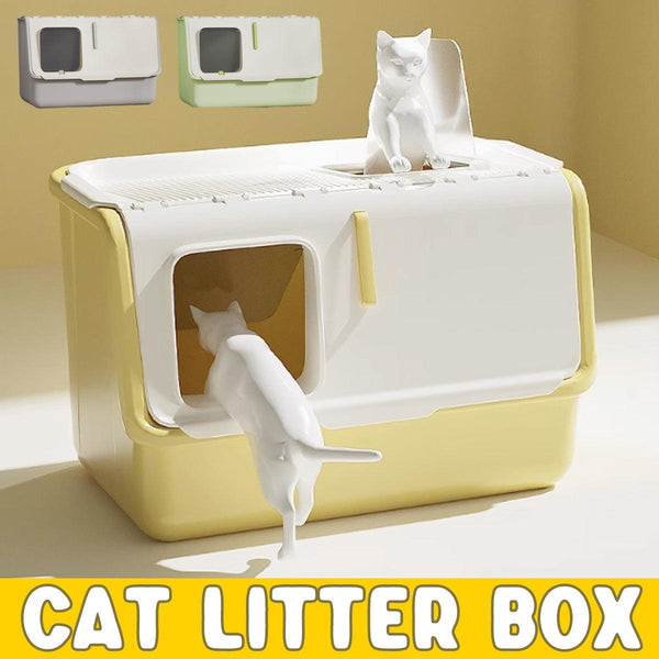 Large Fully Enclosed Box With Lid Odor Control Pan For Cats Green Cat Litter