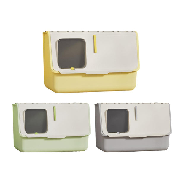 Large Fully Enclosed Box With Lid Odor Control Pan For Cats Green Cat Litter