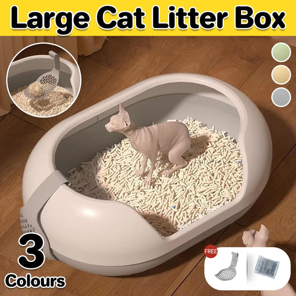 Large Semi Closed Box Covered Pan For Cats Easy Clean Design Orange Cat Litter
