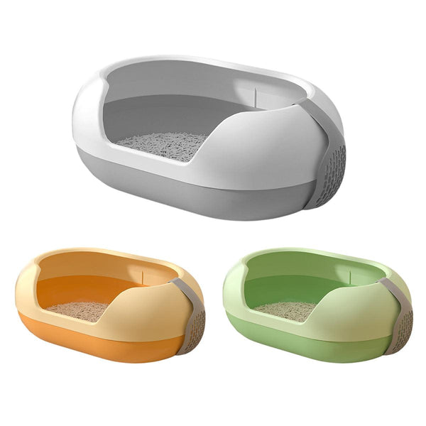 Large Semi Closed Box Covered Pan For Cats Easy Clean Design Orange Cat Litter