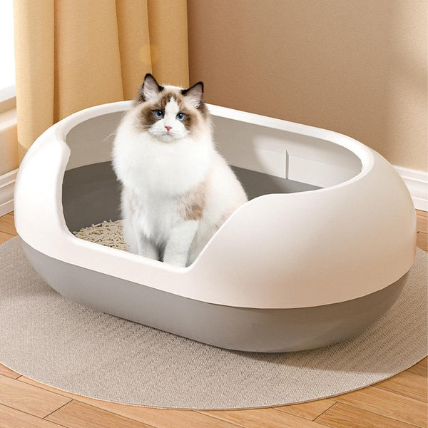 Large Semi Closed Box Covered Pan For Cats Easy Clean Design Orange Cat Litter