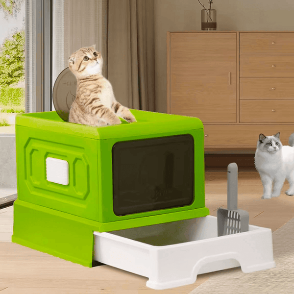 Folding Enclosed Box Foldable Drawer Toilet Anti Splash Pet Supplies Purple Cat Litter