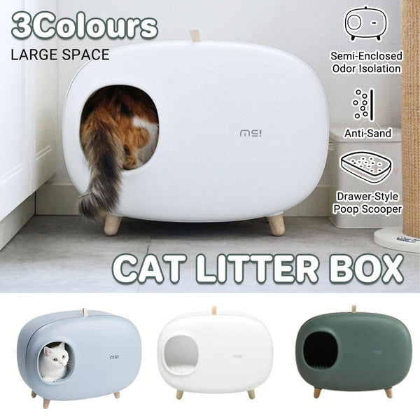 Box Semi Closed Supplies Toilet Drawer Large White Cat Litter