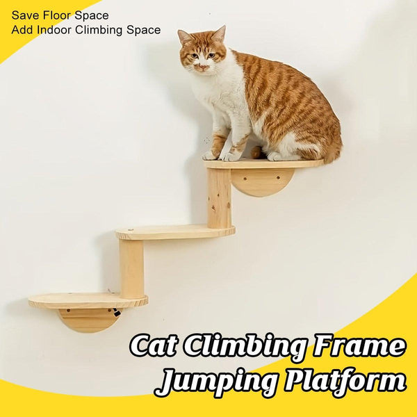 Solid Wood Wall Mounted Cat Climbing Tree Rack Platform Space Capsule Bed Shelf Furniture & Scratchers