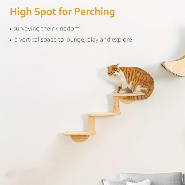 Solid Wood Wall Mounted Cat Climbing Tree Rack Platform Space Capsule Bed Shelf Furniture & Scratchers