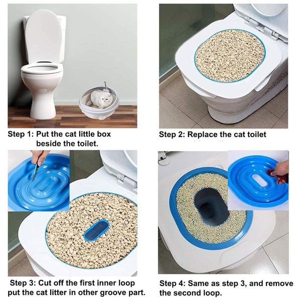 Cat Toilet Seat Trainer Kit Easy Training System For Cats Kittens Litter Tray Accessories