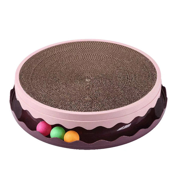 Cat Scratcher Turntable Toy Large Round Corrugated Board Nest Resistant Pink Furniture & Scratchers