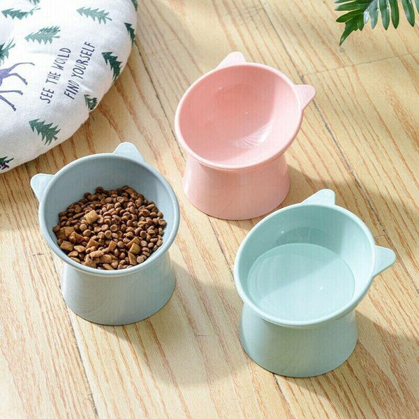 Elevated Pet Bowl Cat Dog Feeder Food Water High Foot Anti Vomiting Tilted Dishes Feeders & Fountains