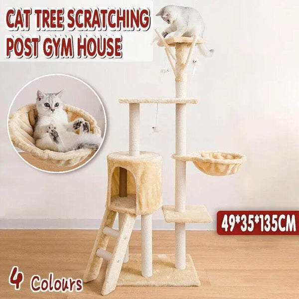 Cat Tree Scratching Post Gym House Condo Scratcher Furniture Tower Brown Furniture & Scratchers
