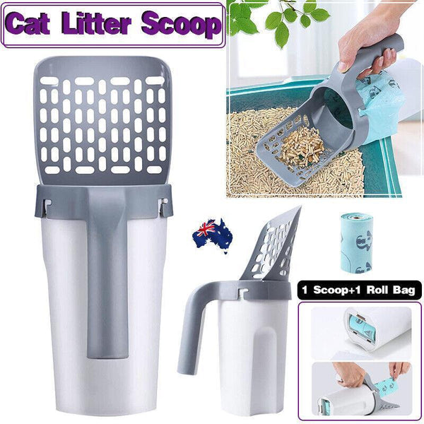 Scoop Integrated Detachable Shovel Holder Poop Pet Sifter Cleaning 1 And Roll Bags Cat Litter