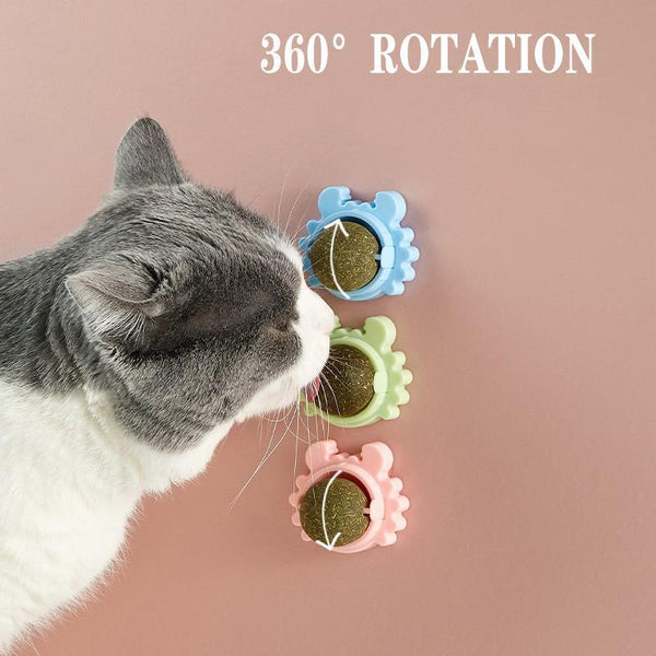 2Pcs Rotatable Catnip Mint Ball Treat Toys Licking Snack Molar Blue Cat Toys