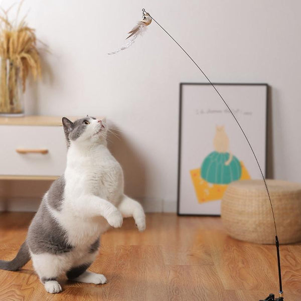 Cat Play Toy Simulation Birds Teaser Wand Interactive Stick With Suction Cup 2 Cat Toys