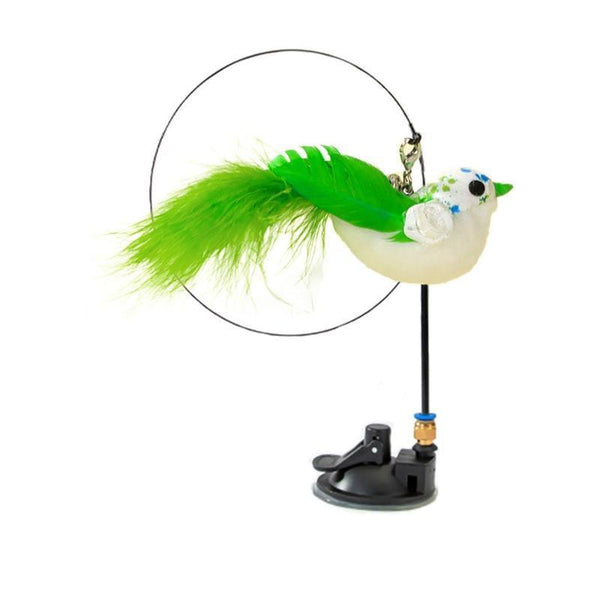 Cat Play Toy Simulation Birds Teaser Wand Interactive Stick With Suction Cup 2 Cat Toys