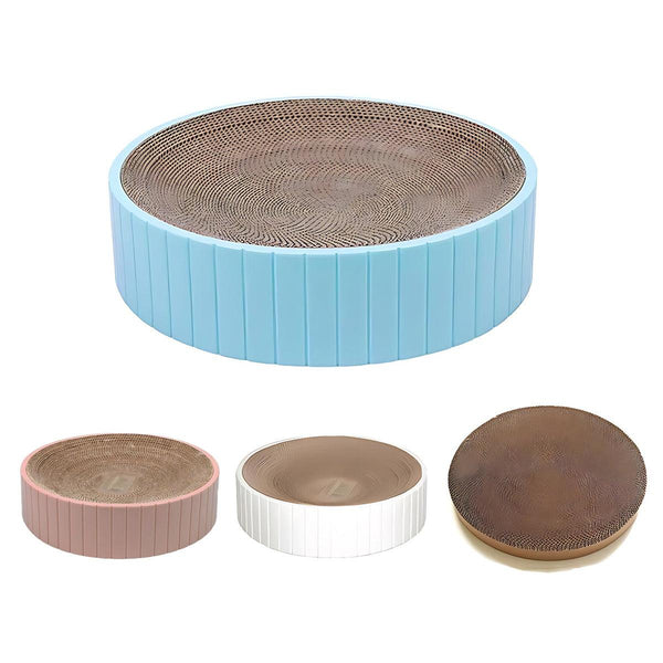 2In1 Cat Scratching Board Round Scratcher Pad Lounge Bed Bowl Pet Sofa House Blue Furniture & Scratchers