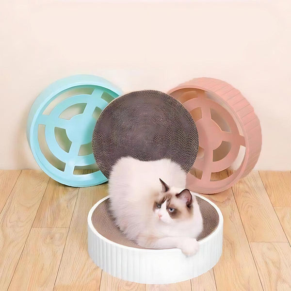 2In1 Cat Scratching Board Round Scratcher Pad Lounge Bed Bowl Pet Sofa House Blue Furniture & Scratchers