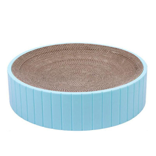 2In1 Cat Scratching Board Round Scratcher Pad Lounge Bed Bowl Pet Sofa House Blue Furniture & Scratchers