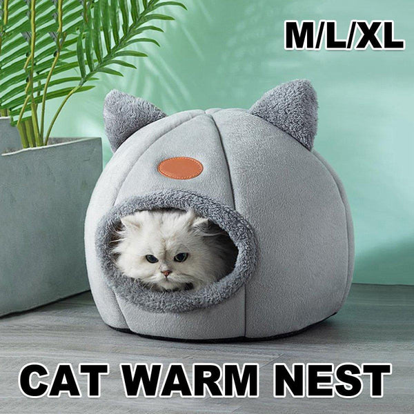 Cat Bed Winter Warm Enclosed Pet House Cozy Indoor Sleeping Nest For Cold Weather L Pet Beds