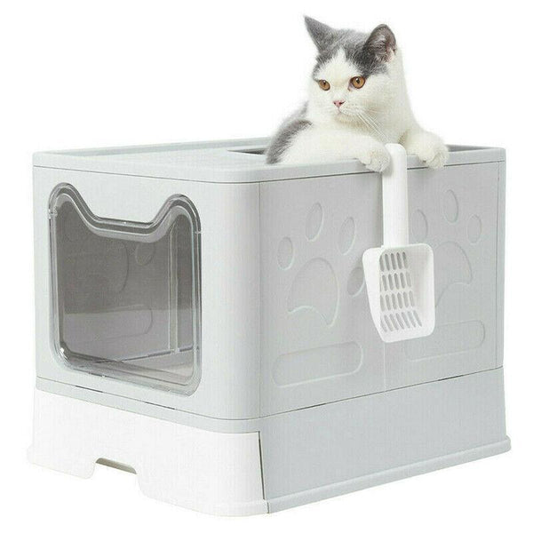 Self Cleaning Hooded Box Enclosed Large Kitty Toilet Tray Refills Cat Litter