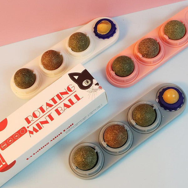 Cat Toy Catnip Ball Lick Solid Nutrition Help Digestion Wall Mount Hair Remover White Cat Toys