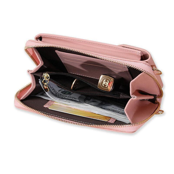 Women Pouch Bag Mobile Phone Pu Leather Crossbody Purse Wallet Shoulder Grey Women's Bags & Handbags
