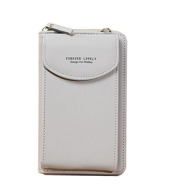 Women Pouch Bag Mobile Phone Pu Leather Crossbody Purse Wallet Shoulder Grey Women's Bags & Handbags