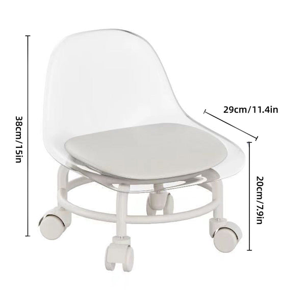 Stool With Universal Wheels Pulley Short Backrest Comfortable Seat Pink Benches Bar Stools