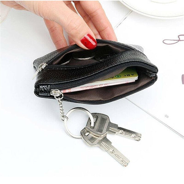 Coin Small Change Bag Card Wallet Pouch Zip Up Women Key Ring Leather Mini Purse Pink Women's Bags & Handbags