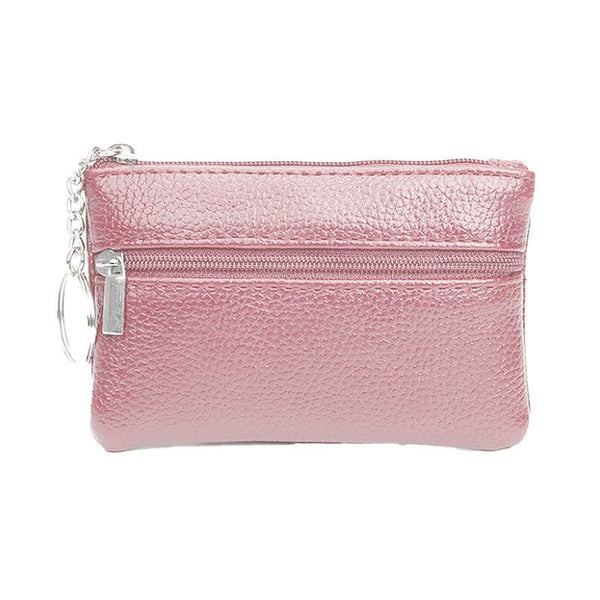 Coin Small Change Bag Card Wallet Pouch Zip Up Women Key Ring Leather Mini Purse Pink Women's Bags & Handbags