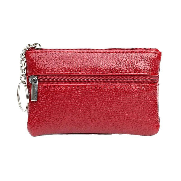 Coin Small Change Bag Card Wallet Pouch Zip Up Women Key Ring Leather Mini Purse Pink Women's Bags & Handbags