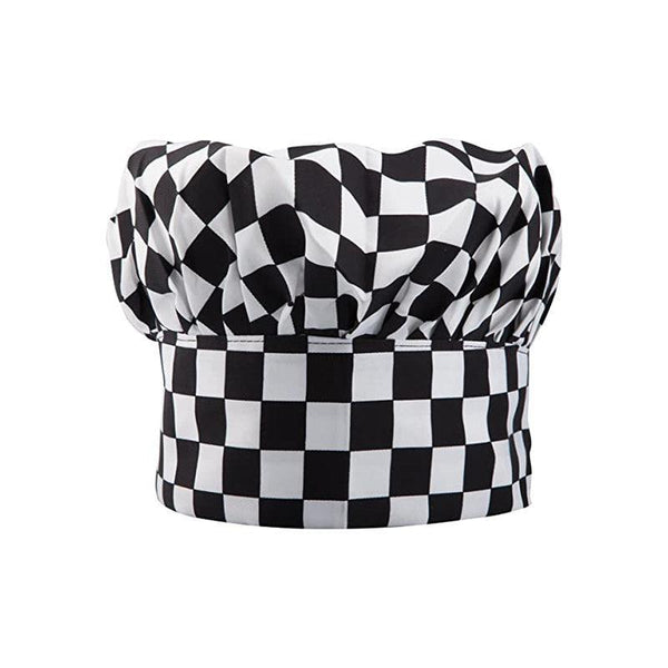 Chef Cap With Elastic Band For Kitchen Cooking Baking Catering Use Black+White Chef Hats & Headwear