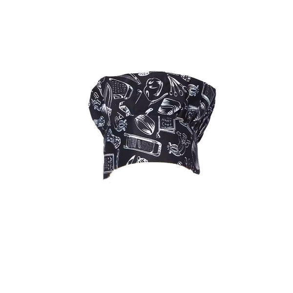 Chef Cap With Elastic Band For Kitchen Cooking Baking Catering Use Black+White Chef Hats & Headwear