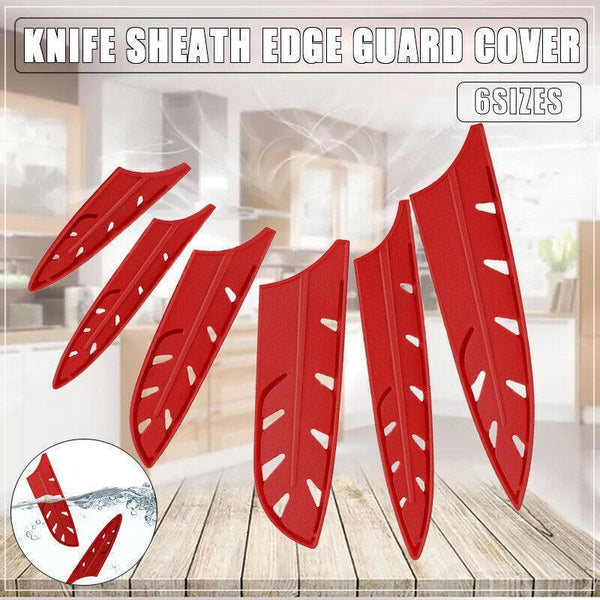 Plastic Knife Sheath Edge Guard Cover Scabbard Slicing Blade Red Protector Chef 8In Knife Blocks & Storage